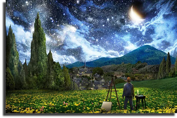 Постер "Ван Гог Рисует Звёздную Ночь"
