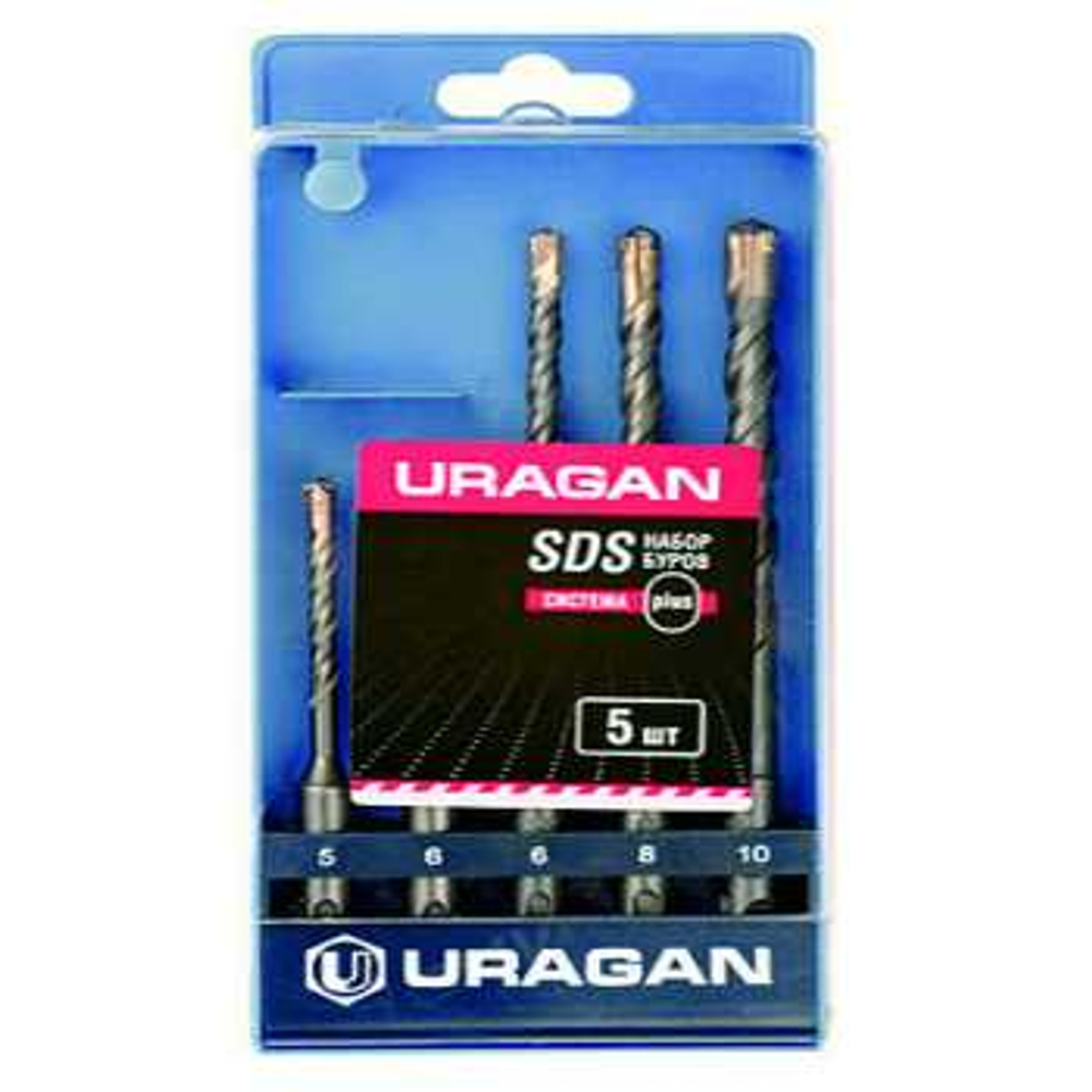 URAGAN Набор буров SDS-plus 5 шт: 5 х 110, 6 х 110, 6 х 160, 8 х 160, 10 х 160 мм
