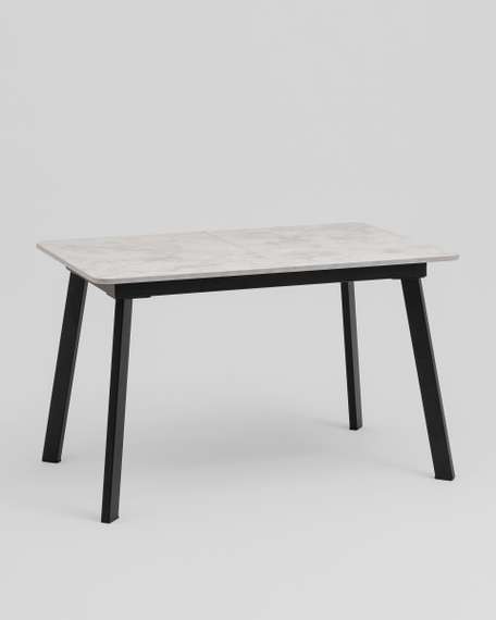 Стол Batu new 120-160/80/76 столешница ЛМДФ ароза светлая подстолье металл черный