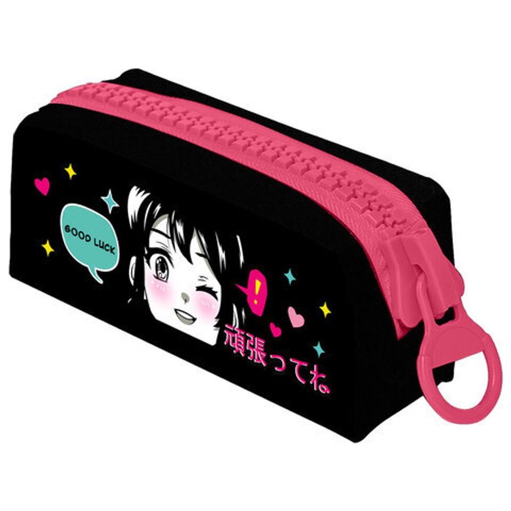 Пенал BRAUBERG с объемной "тракторной" молнией, 1 отделение, ткань, 22х8х6,5 см, "Anime girl", 271566
