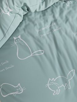 Наволочка комплект 2шт перкаль Сказка "Котики (мята)" 30х30 см на молнии