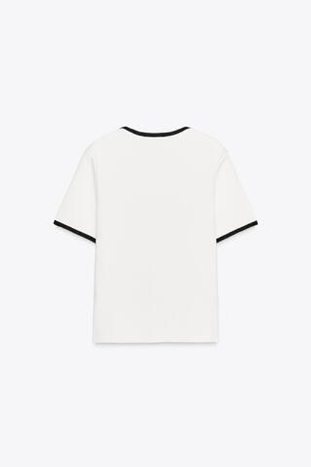 ZARA ТРИКОТАЖНАЯ КАРДИГАН С КОНТРАСТНОЙ ОТДЕЛКОЙ, БЕЛЫЙ