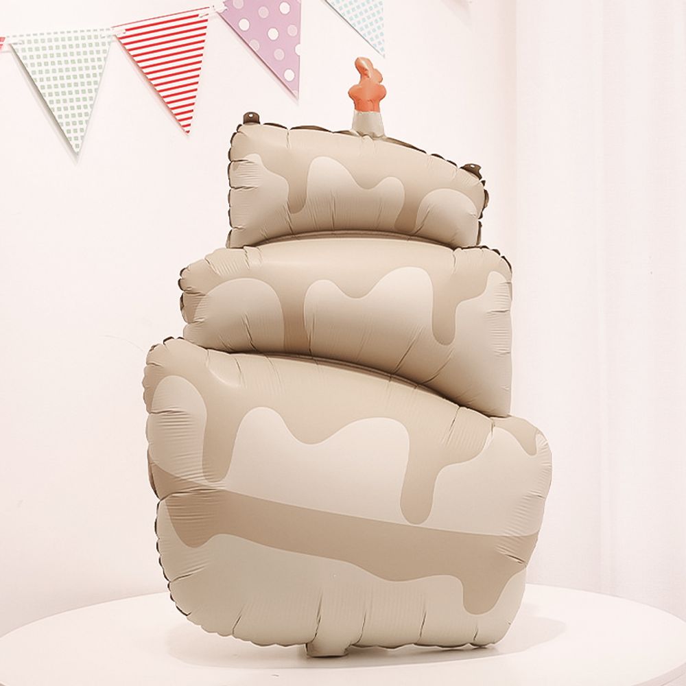 Шар (37''/94 см) Фигура, Торт, Бежевый, Сатин, 1 шт.