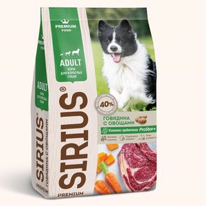 Сухой корм Sirius для взрослых собак с говядиной и овощами