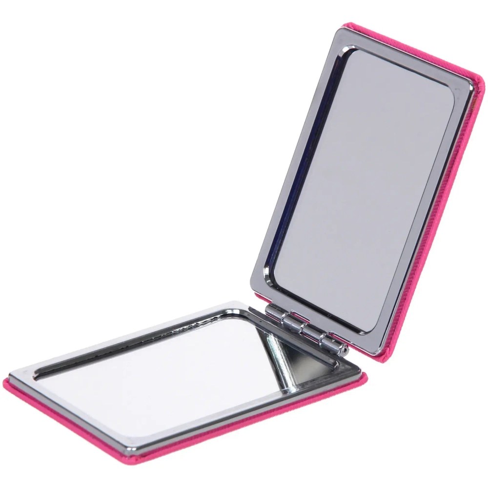 Зеркало косметическое двойное «ФРАТЕЛЛИ», прямоугольник, цвет розовый, 9*6см (пакет с подвесом)