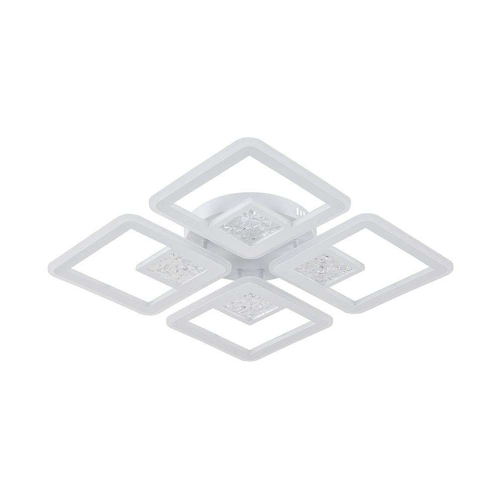 Потолочный светодиодный светильник 120Вт, 9040лм, 3000-6000K, Ra>80, плавная регулировка мощности, изменение цветовой температуры, пульт, металл/акрил/стекло, белый/прозрачный