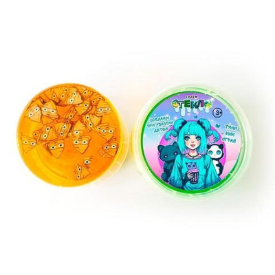 Слайм 90гр. Оранжевый с декоративным наполнителем (Стекло)