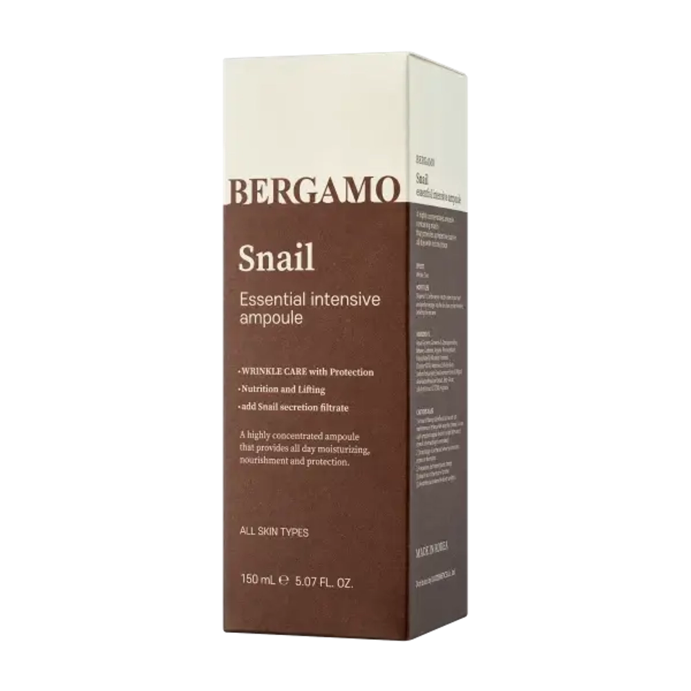 Bergamo Snail Essential Intensive Ampoule 150ml,Интенсивная амп.с экстр.улитки 150мл