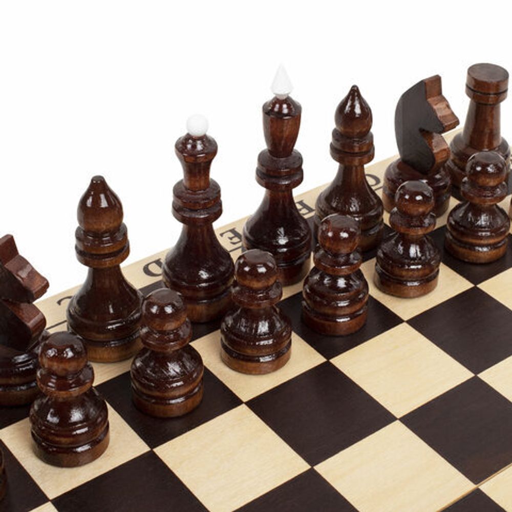 Шахматы турнирные, деревянные, лакированные, глянцевые, доска 40*40 см, ЗОЛОТАЯ СКАЗКА, 665363