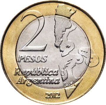 2 песо 2012 Аргентина «30 годовщина окончания войны за Мальвинские острова» в официальном буклете