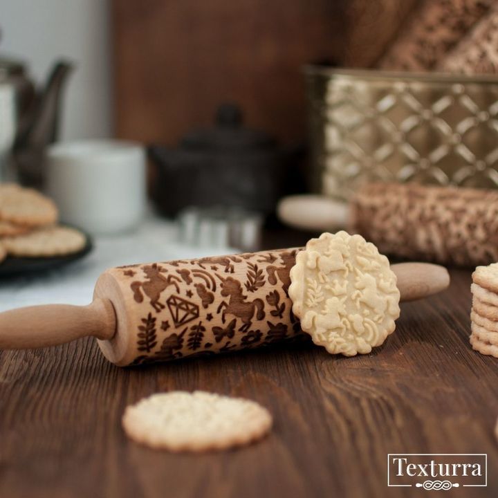 Деревянные скалки с узором с крутящимися ручками