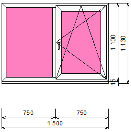 Пластиковое окно 1100 х 1500 ТермА Эко
