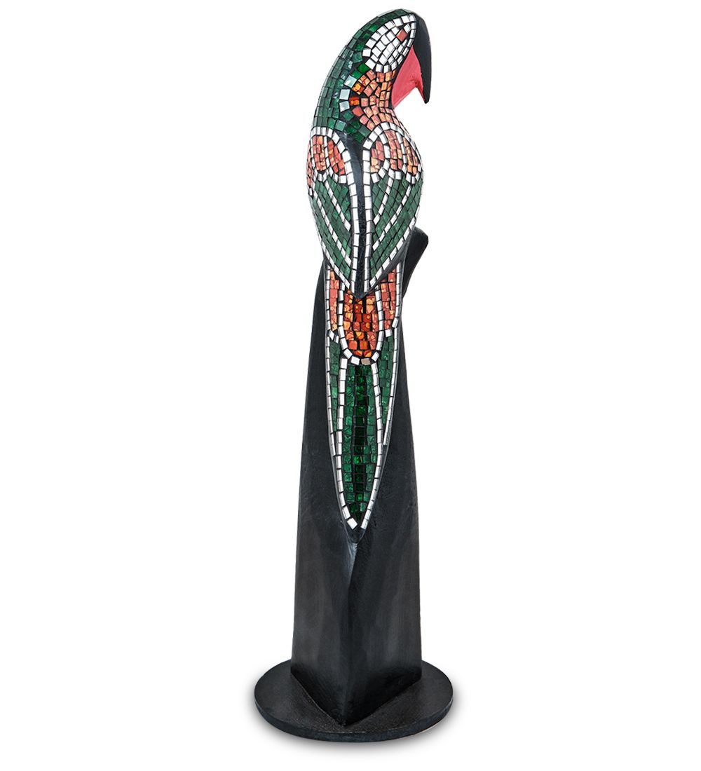 23-028-03 Н-р статуэток из трех «Попугай» дерево+стекл.мозаика (50,40,30 см)