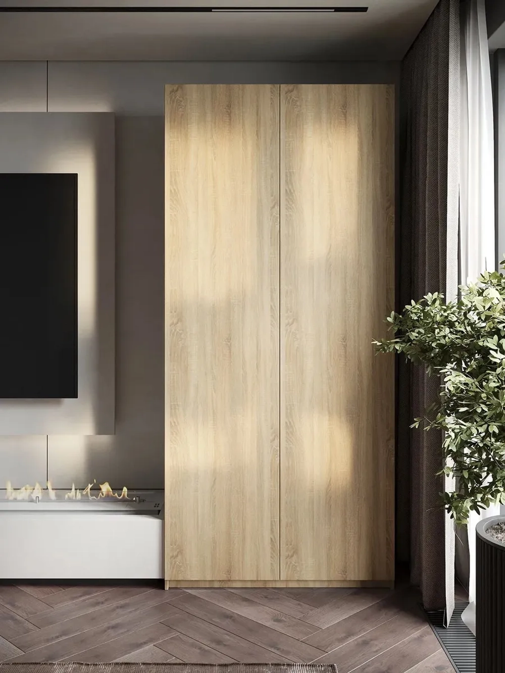 Шкаф Распашной Бежевый 101х220х52,5 SOHO Push to Move