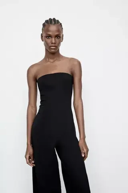 ZARA КОМБИНЕЗОН С ОТКРЫТЫМИ ПЛЕЧАМИ, ЧЕРНЫЙ