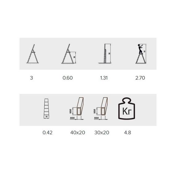 Стремянка стальная Алюмет односекционная 3 ступени (403)