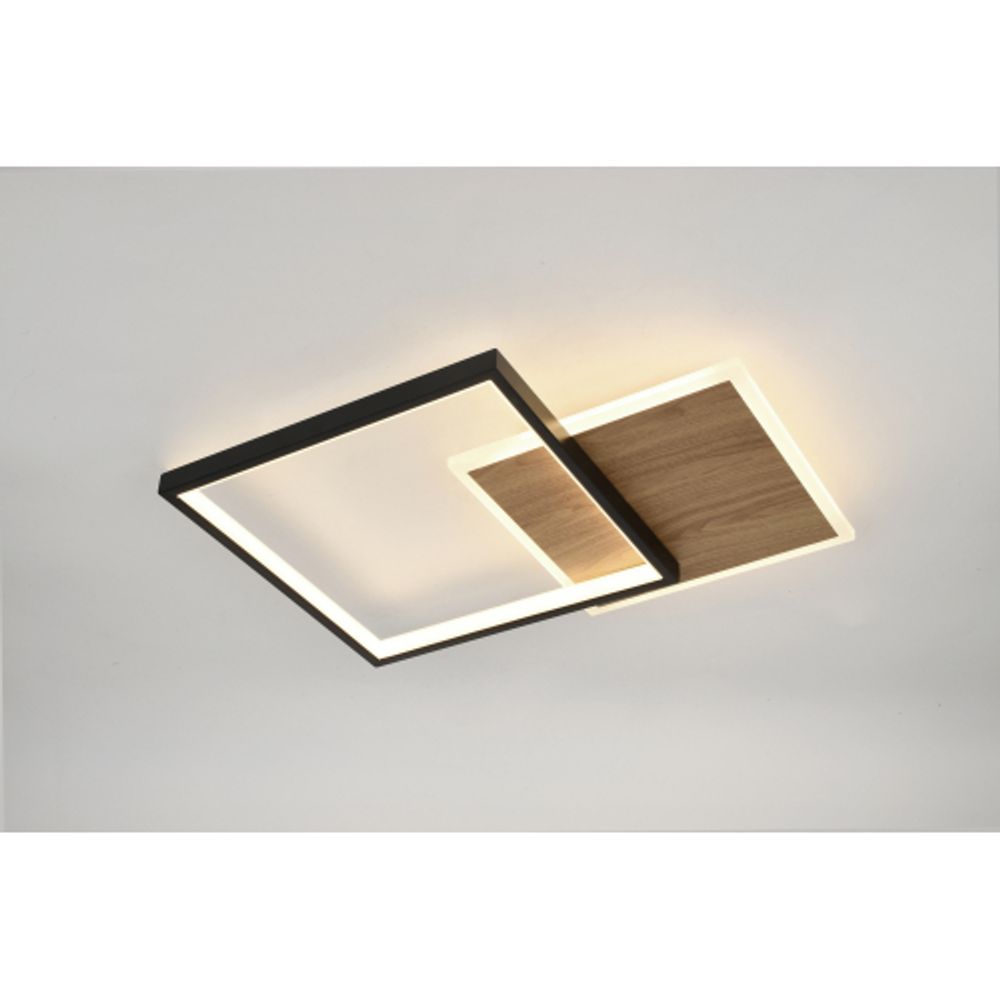 Светильник потолочный светодиодный ЭРА Модерн Ferre CLL-1-60-RC BK+Wood с ДУ 60W 3000-6500К черный/дерево | Светильники SPB-6 с ДУ