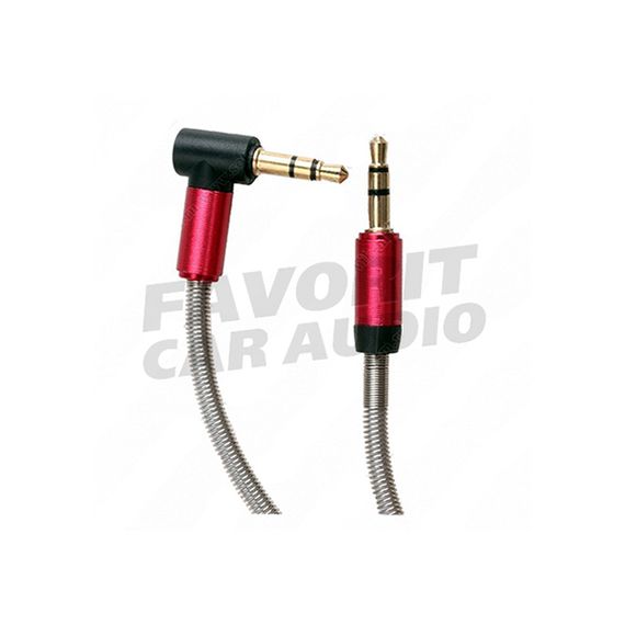 Кабель AUX, Jack 3,5mm(m) - Jack 3,5mm(m) без бренда JD-346, 1.0м, круглый, металл, в переплёте, боковой, цвет: красный, в блистере