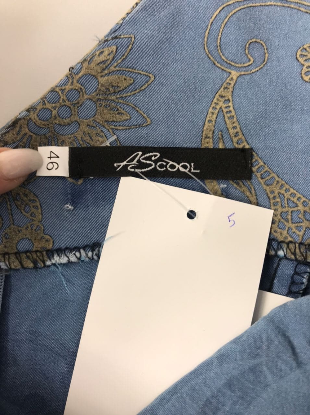 Платье AScool голубое "с золотыми цветами" 46 размер, новое