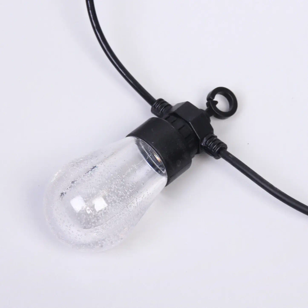 Гирлянда для улицы НИТЬ «Алмазная россыпь» 5 м 10 ламп LED (4*5 см), черный провод, авторежим,IP-65, Теплый белый (возможность соединения)