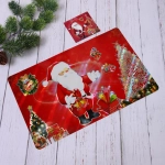 Салфетка на стол 41*26см в наборе 6+6шт «Дед Мороз у Ёлки»