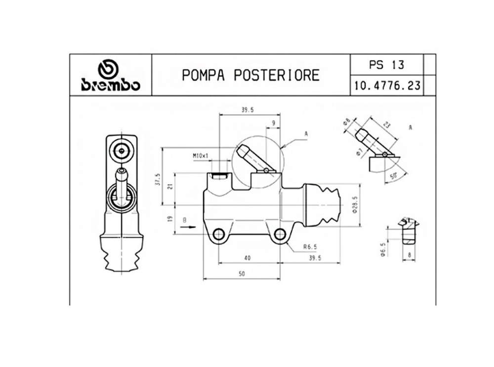 Brembo Задний главный тормозной цилиндр PS13C / 10477660