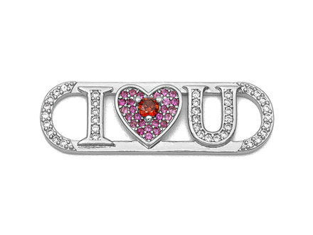 Коннектор-подвеска "I love you" 30мм, со стразами