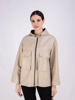 Куртка женская из натуральной кожи с капюшоном Турция