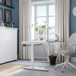 Письменный стол с регулировкой по высоте - IKEA MITTZON/МИТТЗОН ИКЕА, 140х60х65-85 см, белый