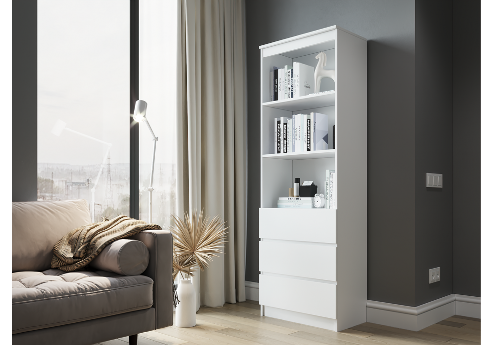 Стеллаж Woodville Мадера М600 лдсп белый