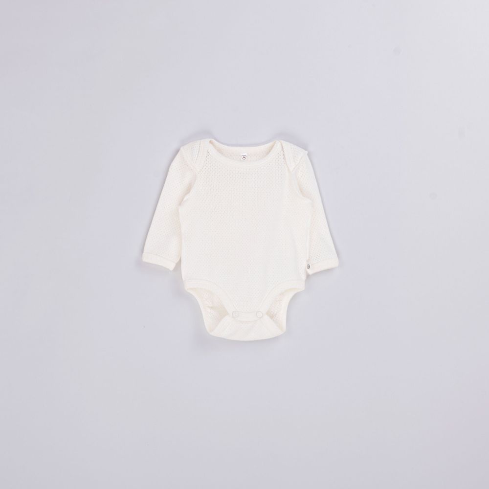 Боди с длинным рукавом "Молоко" из ажурного хлопка 0+