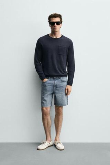 ZARA ДЖИНСОВЫЕ ШОРТЫ REGULAR FIT, ВЫЦВЕТШИЙ СИНИЙ