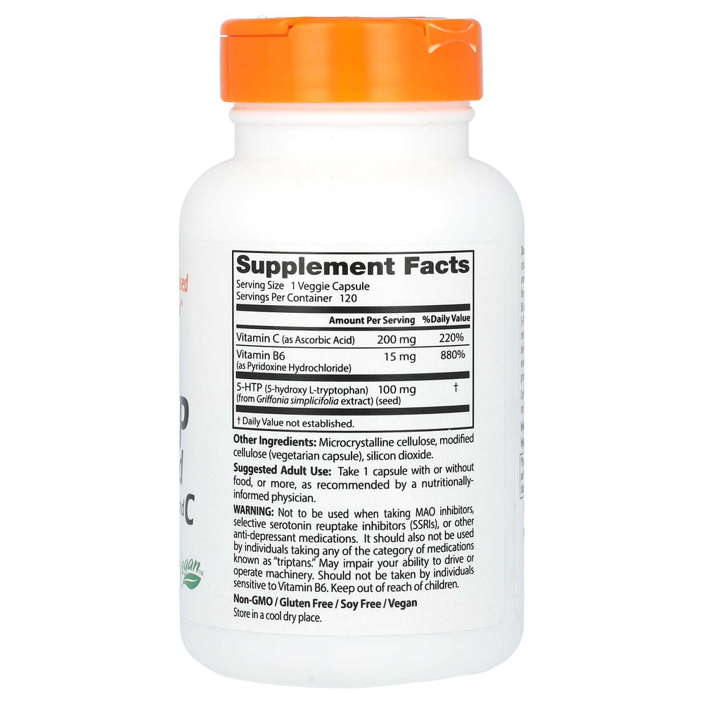 Doctor's Best, 5-HTP, обогащенный витаминами B6 и C, 120 растительных капсул