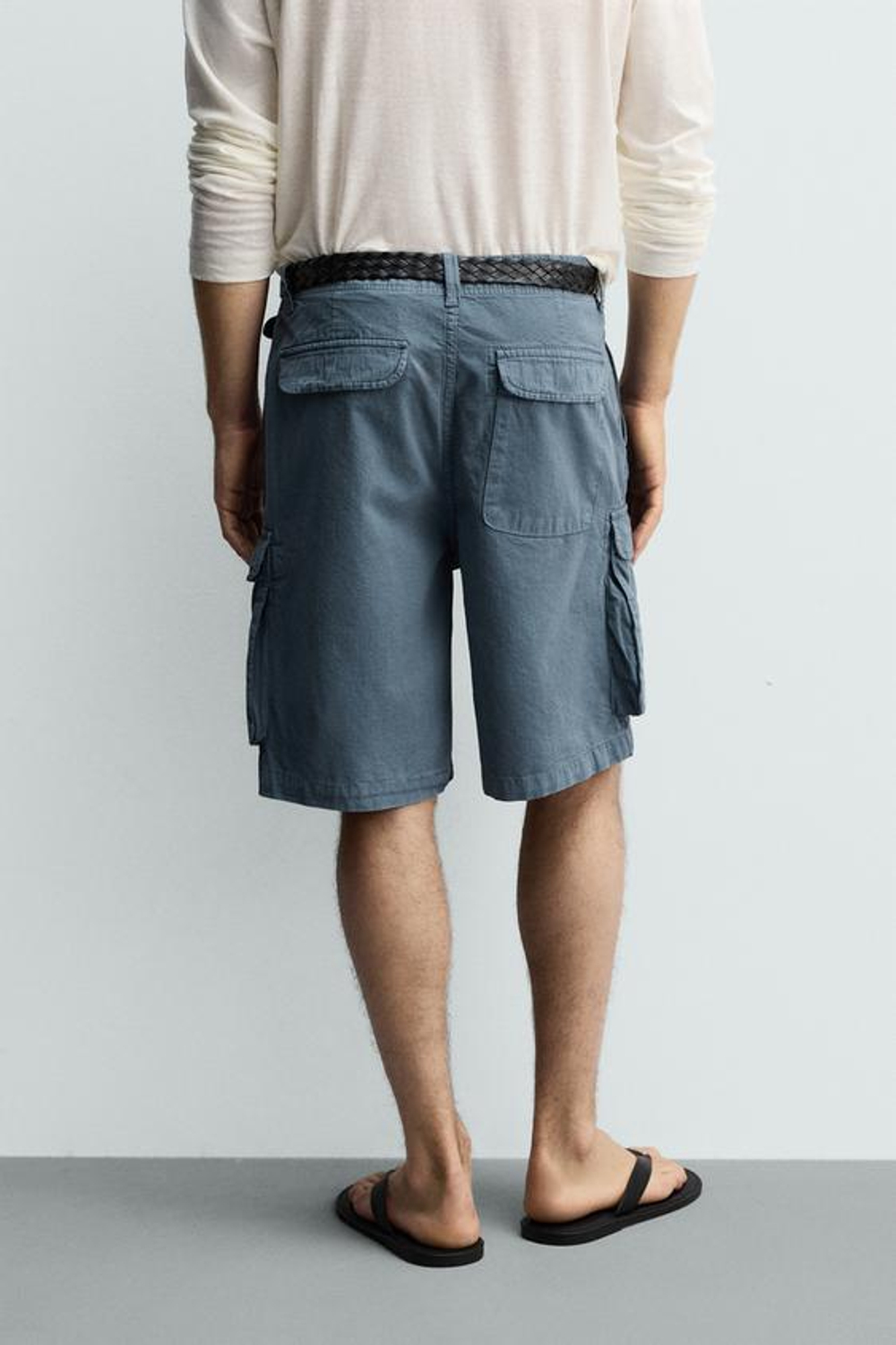 ZARA ШОРТЫ КАРГО RELAXED FIT, СИНИЙ