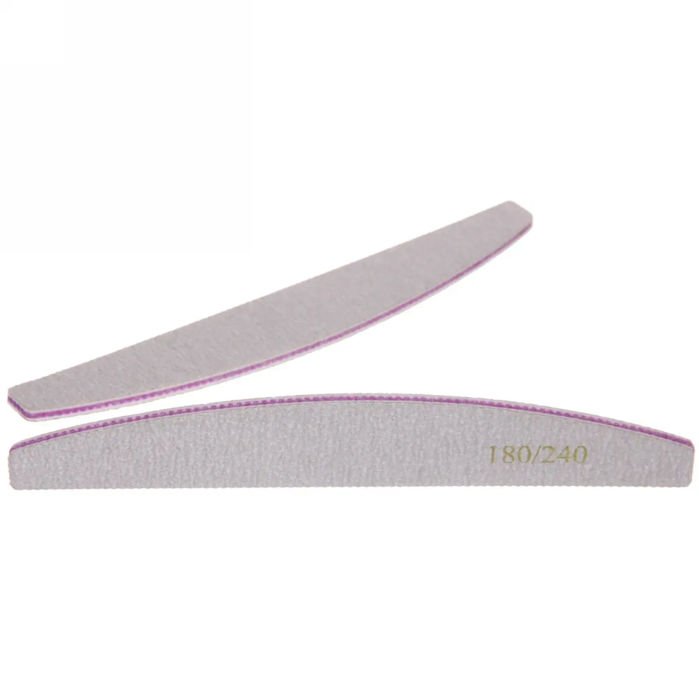 Пилка для ногтей наждачная в пакете «Ultramarine - Professional» абр. 180/240, полумесяц, цвет серебро, 17,8*2,8см