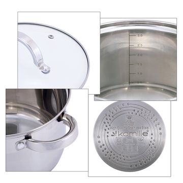 Набор кастрюль 4 предмета Kamille КМ-5627S из нержавеющей стали (2,1 л; 3,8 л)