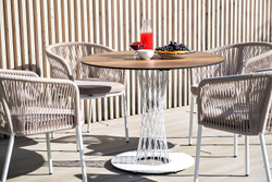 "Диего" обеденная группа на 4 персоны, круглый стол "дуб", цвет бежевый