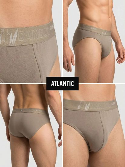 Мужские трусы (3шт) слипы спорт Atlantic 3MP-213, бамбук, бежевый + коричневый + сине-зеленый