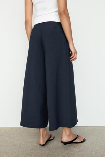 Massimo Dutti Брюки из струящейся ткани со складками, глубокий синий