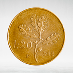 Italy 20 Lire 1958 R "Oak Branch", VF