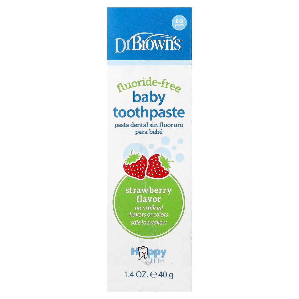 Dr. Brown's, Детская зубная паста, без фтора, для детей от 0 до 3 лет, с клубникой, 40 г (1,4 унции)