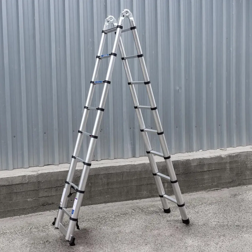 Лестница-стремянка телескопическая алюм. бытовая 2.5+2.5м (8+8 ступ.) Scheppach Sch-UP250-M