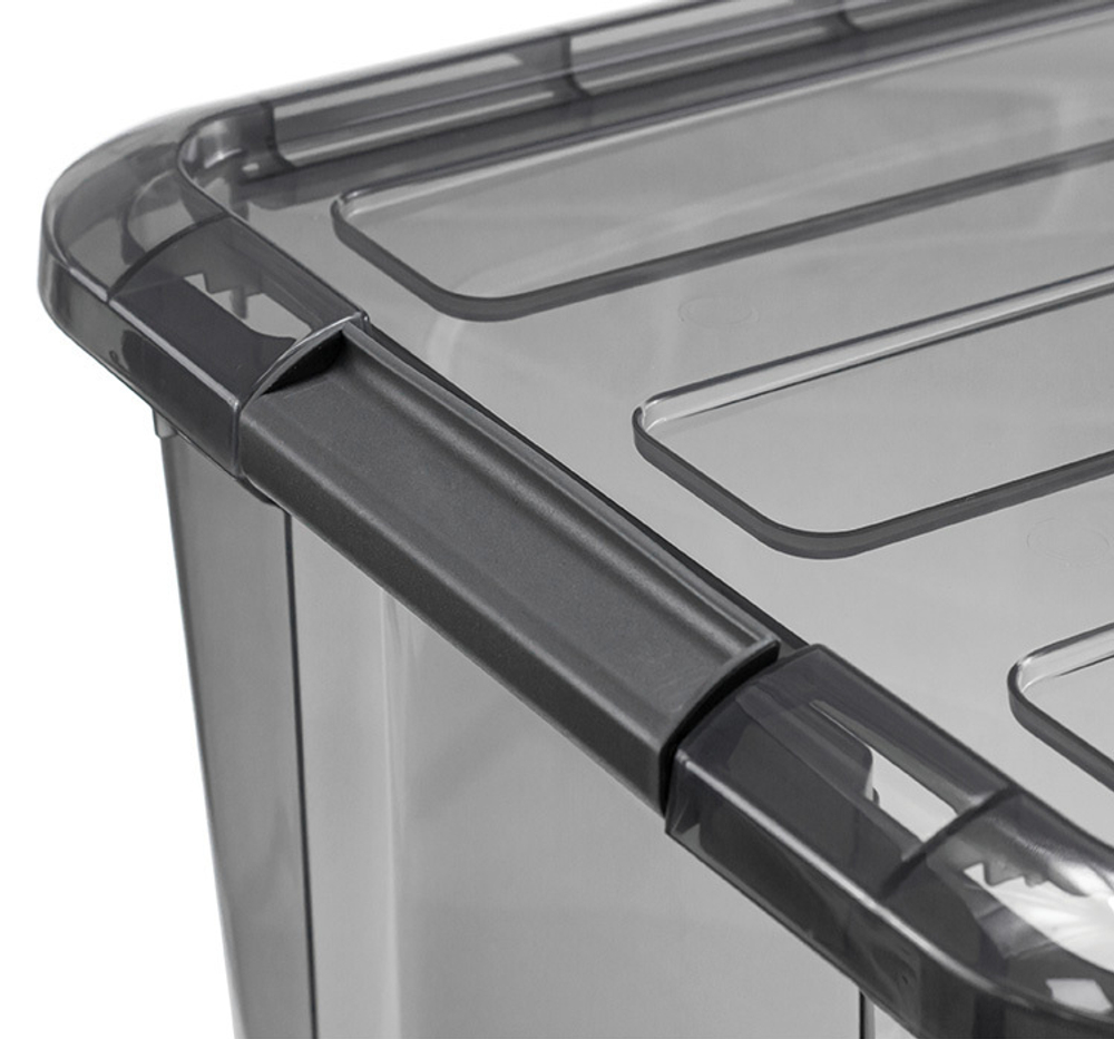 Ящик для хранения с замками КИП 45 л 385x580x280 чёрный прозрачный