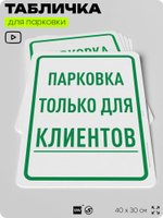 Табличка для парковки "Парковка только для клиентов", для дома, офиса, организаций, 40х30 см, Silver Plane x Айдентика Технолоджи