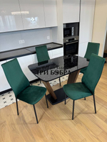 Кухонный раскладной стол "Прадо" черный мрамор и 4 стула Милан