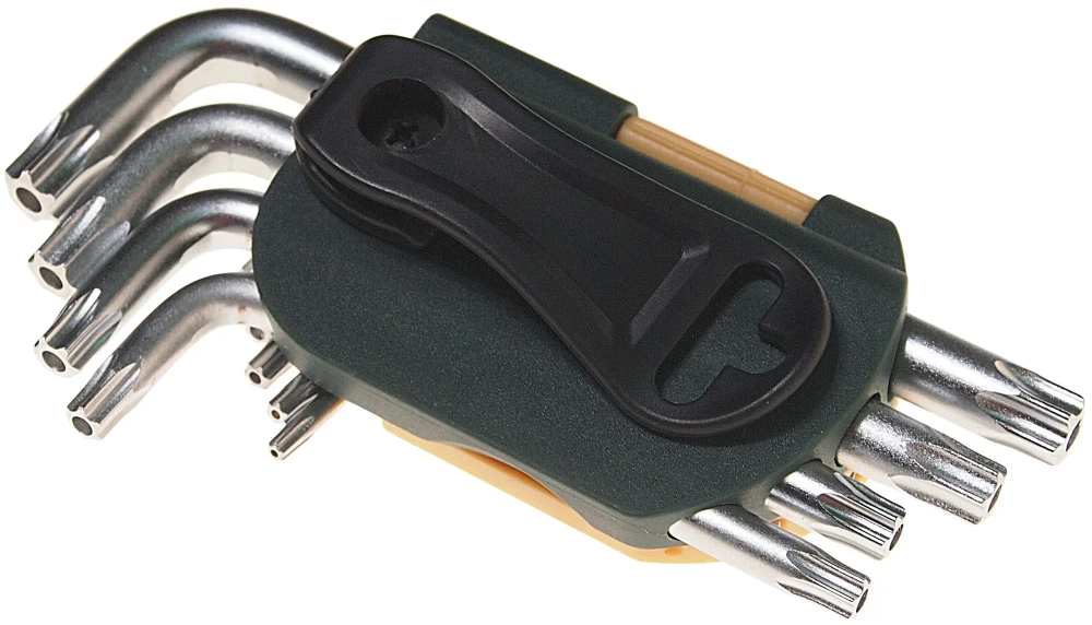 Набор ключей TORX RF-5098T: Г-образных T10H-T50H- с отверстием 9пр. на пласт. держат. ROCKFORCE