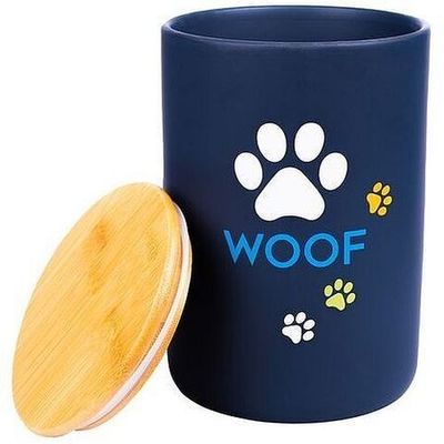 КерамикАрт бокс керамический для хранения корма для собак WOOF 1,9л, черный