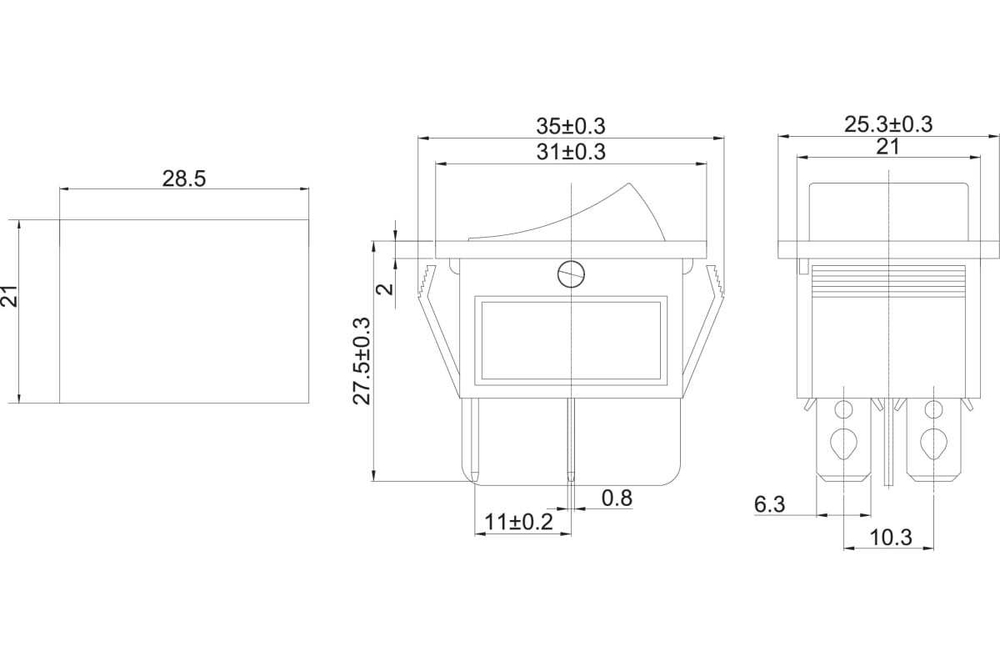 Клавишный выключатель REXANT 250v 16а (4с) on-off синий с подсветкой (rwb-502, sc-767, irs-201-1) 36-2331