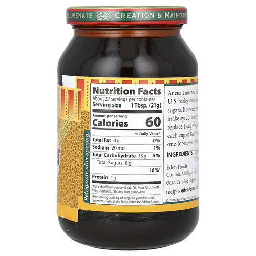 Eden Foods, органический традиционный сироп из ячменного солода, 566 г (20 унций)