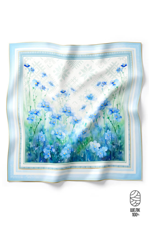 8446 Платок женский (голубой принт)